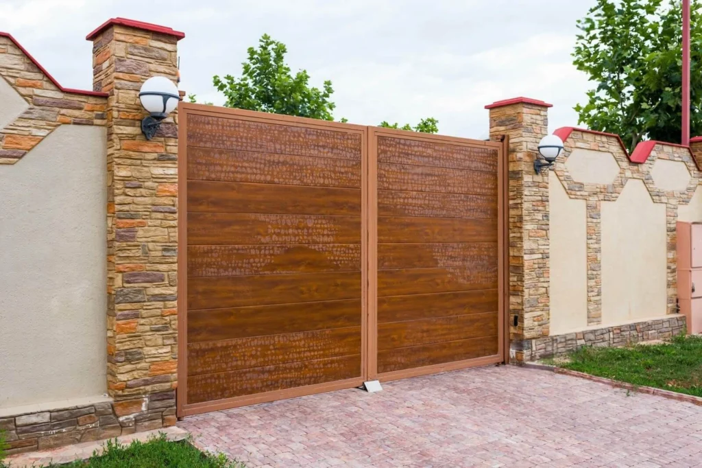 wood gate after automatic gate repair